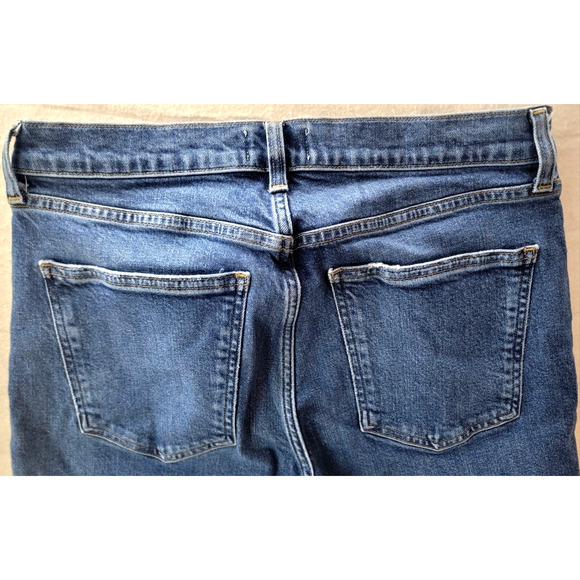 Agolde Kye Mid Rise Straight Crop Jeans Women’s Sz 28 Distressed Hem Blue - Picture 7 of 16